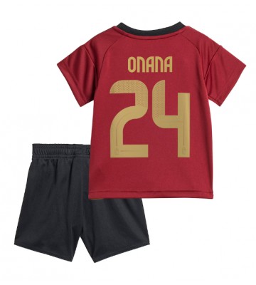 Belgien Amadou Onana #24 Hemmakläder Barn EM 2024 Kortärmad (+ Korta byxor)